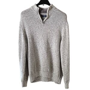 Chaps Men's Quarter Zip Up Sweater Light Gray Size XXL Fall Winter Mock Neck